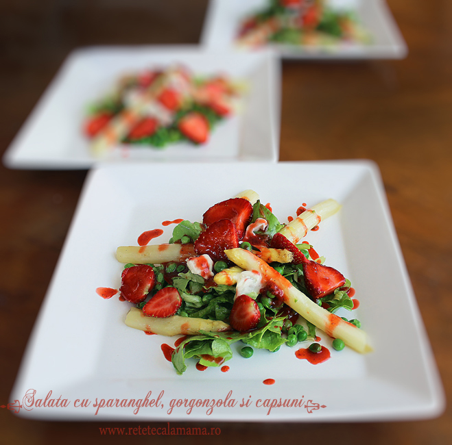 salata cu sparanghel, gorgonzola si capsuni, reteta salata cu sparanghel
