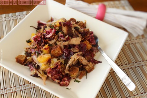 Salata calda de radicchio cu pui si portocale