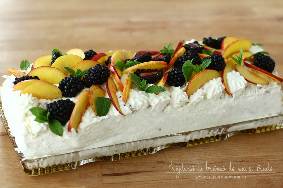 prăjitură cu brânză de vaci și fructe, reteta de prajitura cu fructe si branza de vaci